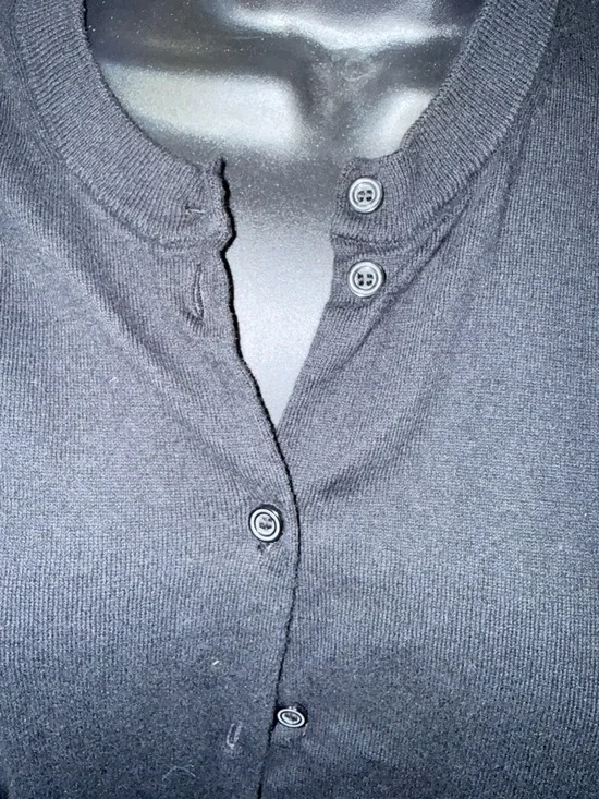 J Crew factory Classic Black Button-Up Cardigan Sz L - Picture 2 of 9